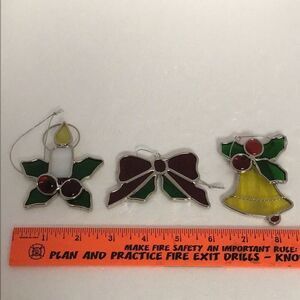 Set of 3 Stainglass window Christmas ornaments